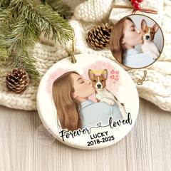 Personalized Pet Cat Dog Watercolor Portrait Ornament, Memorial Gift For Pet Lover
