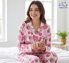 Personalized Custom Photo Dog & Cat Face Pajamas Set - Gift For Pet Owners, Pet Lovers