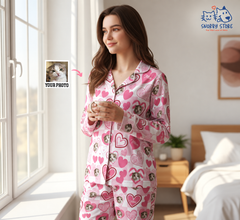 Personalized Custom Photo Dog & Cat Face Pajamas Set - Gift For Pet Owners, Pet Lovers