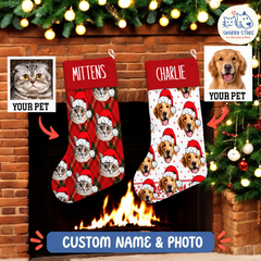 Personalized Christmas Stocking – Custom Name & Photo Holiday Gift for Kids, Family & Pet Lovers