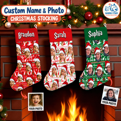 Personalized Christmas Stocking – Custom Name & Photo Holiday Gift for Kids, Family & Pet Lovers