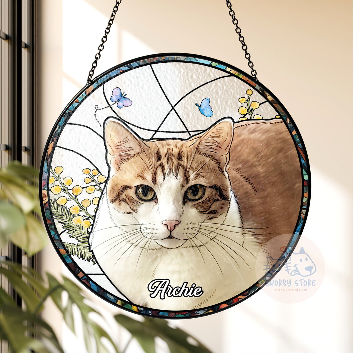Custom Pet Portrait Stained Glass Suncatcher