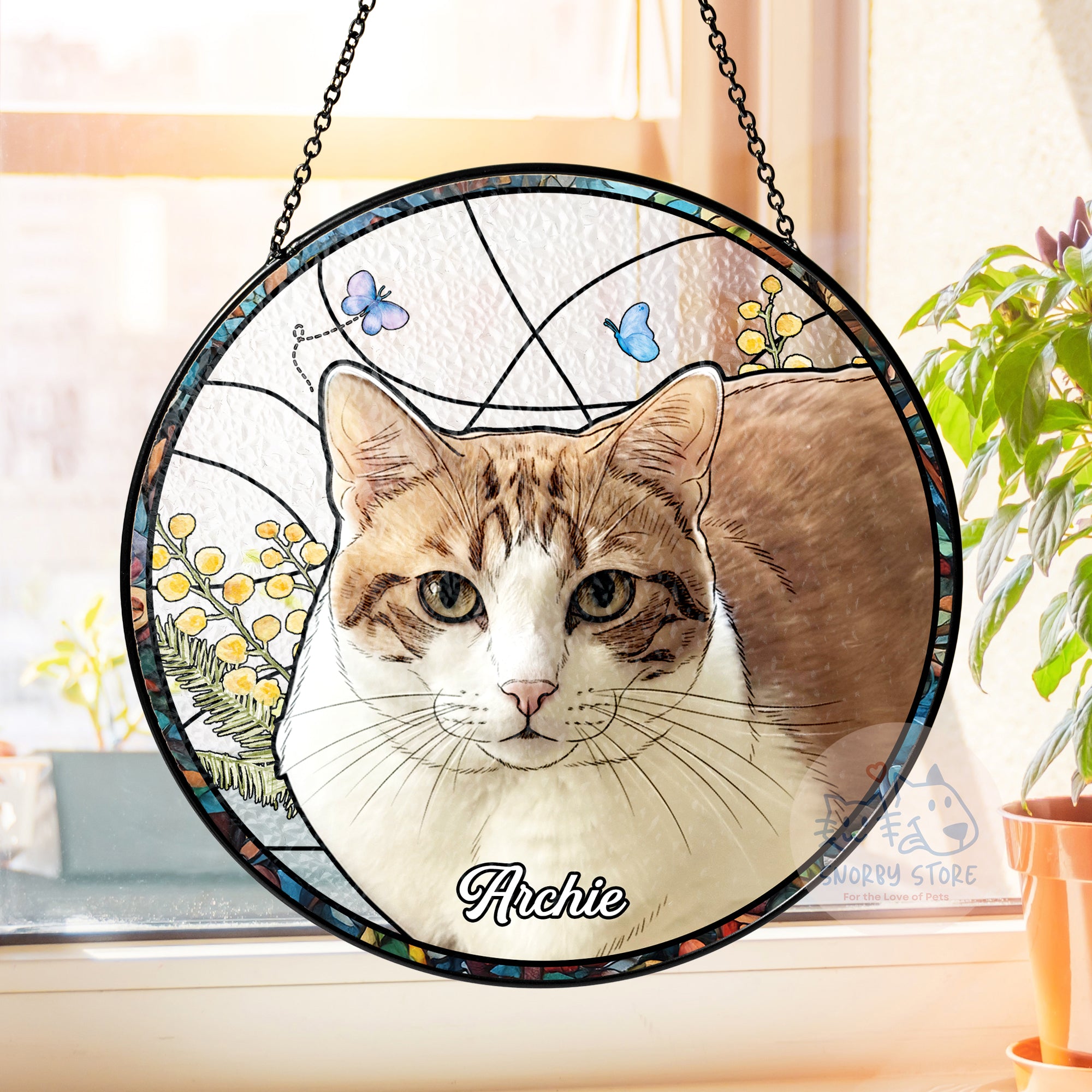 Custom Pet Portrait Stained Glass Suncatcher