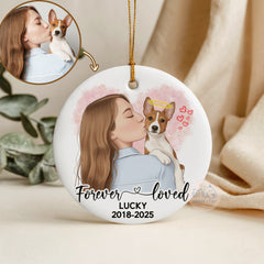 Personalized Pet Cat Dog Watercolor Portrait Ornament, Memorial Gift For Pet Lover