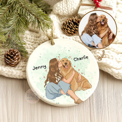 Personalized Pet Cat Dog Watercolor Portrait Ornament, Gift For Pet Lover