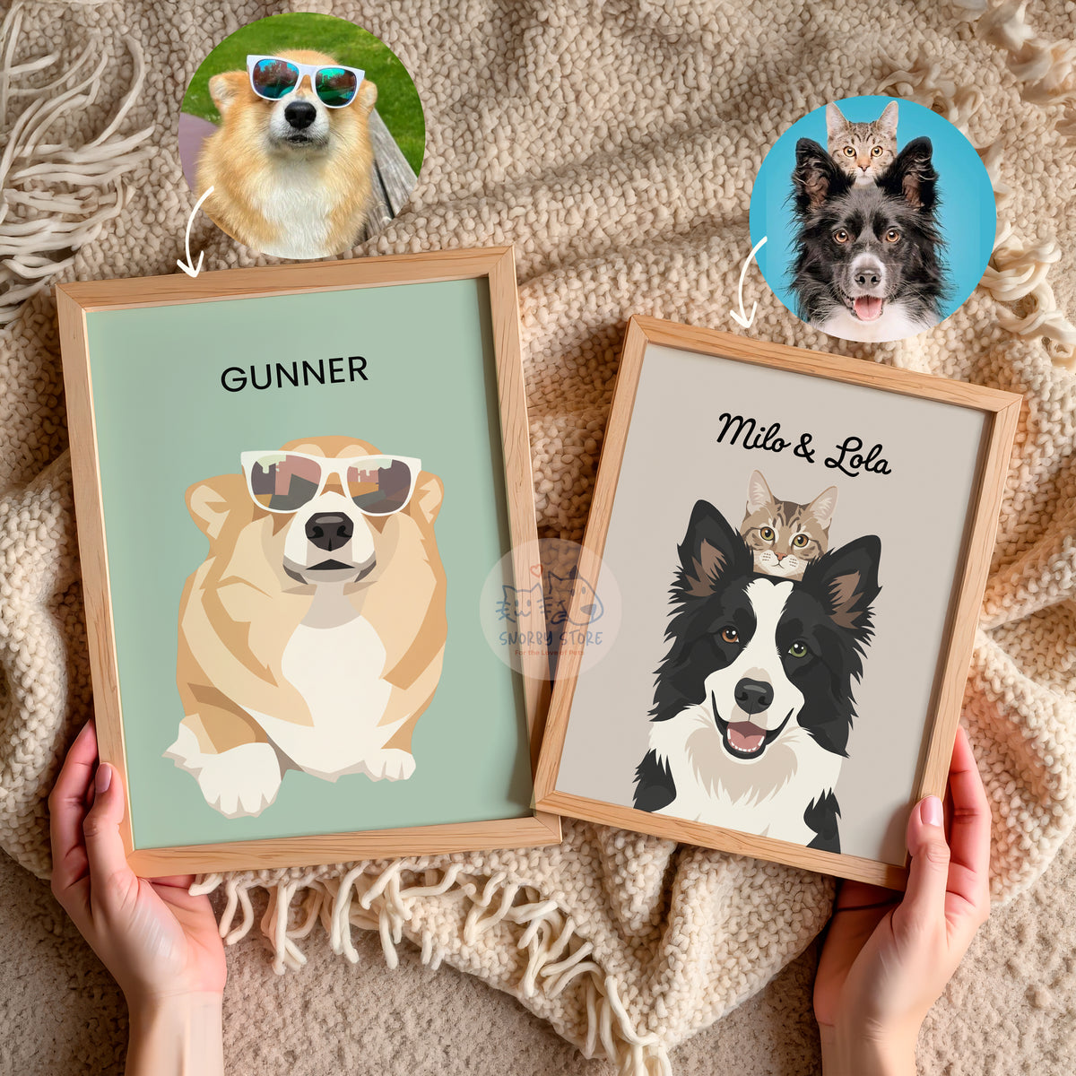 Custom Pet Poster & Canvas Wall Art | Personalized Dog Cat Portrait Print | Pet Memorial Gift for Pet Lovers