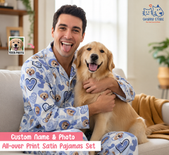 Personalized Custom Photo Dog & Cat Face Pajamas Set - Gift For Pet Owners, Pet Lovers