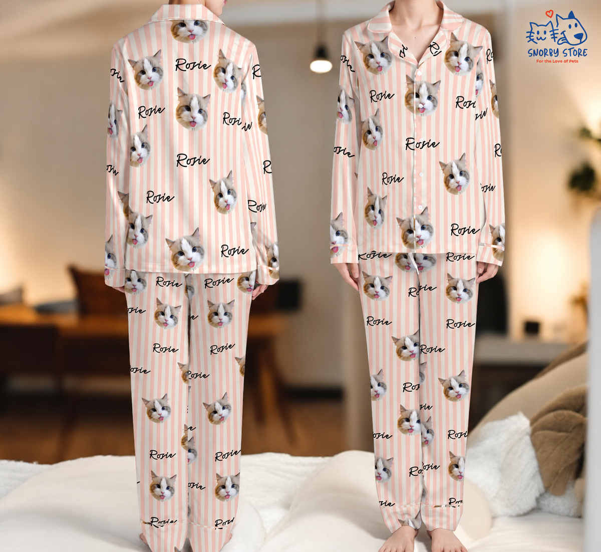 Personalized Custom Photo Dog & Cat Face Pajamas Set - Gift For Pet Owners, Pet Lovers
