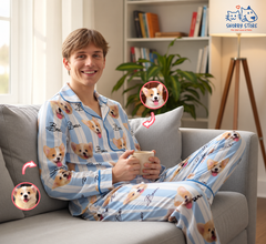 Personalized Custom Photo Dog & Cat Face Pajamas Set - Gift For Pet Owners, Pet Lovers