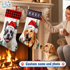 Personalized Christmas Stocking – Custom Name & Photo Holiday Gift for Kids, Family & Pet Lovers
