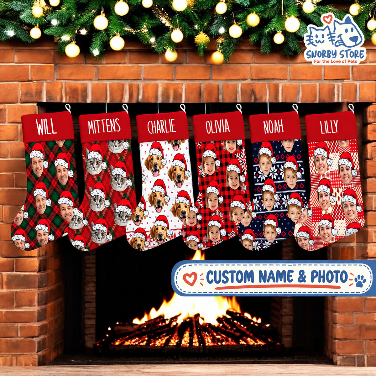 Personalized Christmas Stocking – Custom Name & Photo Holiday Gift for Kids, Family & Pet Lovers
