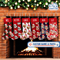 Personalized Christmas Stocking – Custom Name & Photo Holiday Gift for Kids, Family & Pet Lovers
