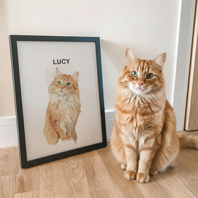 Custom Pet Poster & Canvas Wall Art | Personalized Dog Cat Portrait Print | Pet Memorial Gift for Pet Lovers