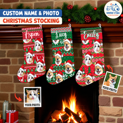 Personalized Christmas Stocking – Custom Name & Photo Holiday Gift for Kids, Family & Pet Lovers