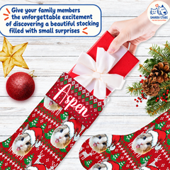 Personalized Christmas Stocking – Custom Name & Photo Holiday Gift for Kids, Family & Pet Lovers