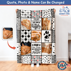 Personalized Cat Photo Blanket, Custom Pet Photo And Text Blanket Pet Lover Gift