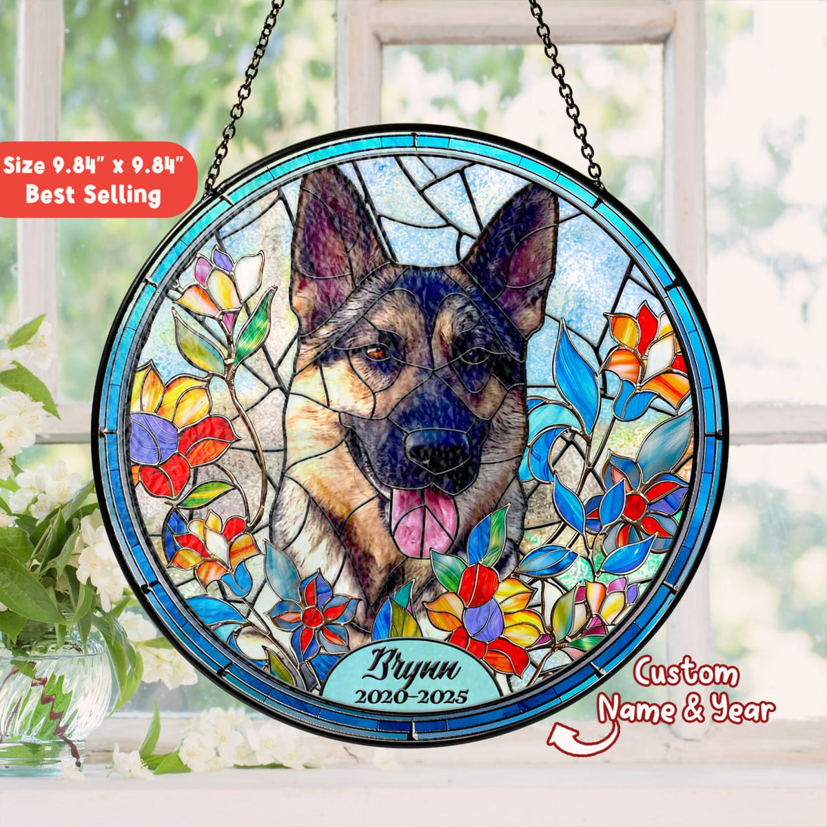 Custom Pet Portrait Stained Glass Suncatcher
