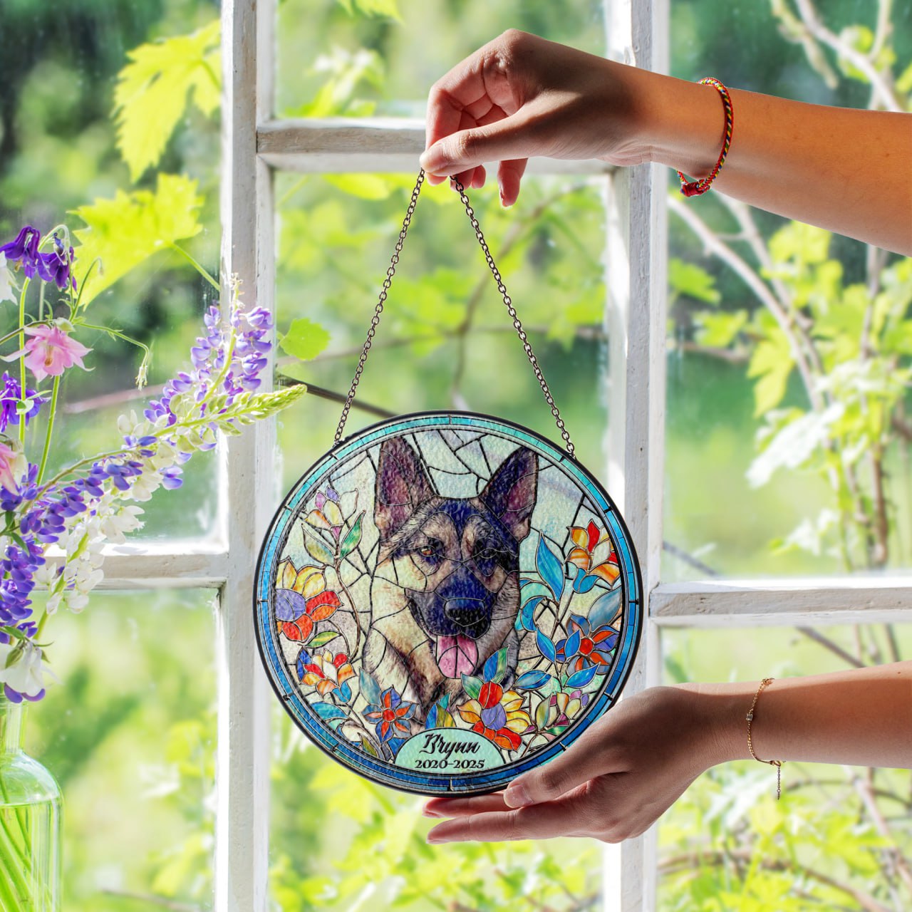 Custom Pet Portrait Stained Glass Suncatcher