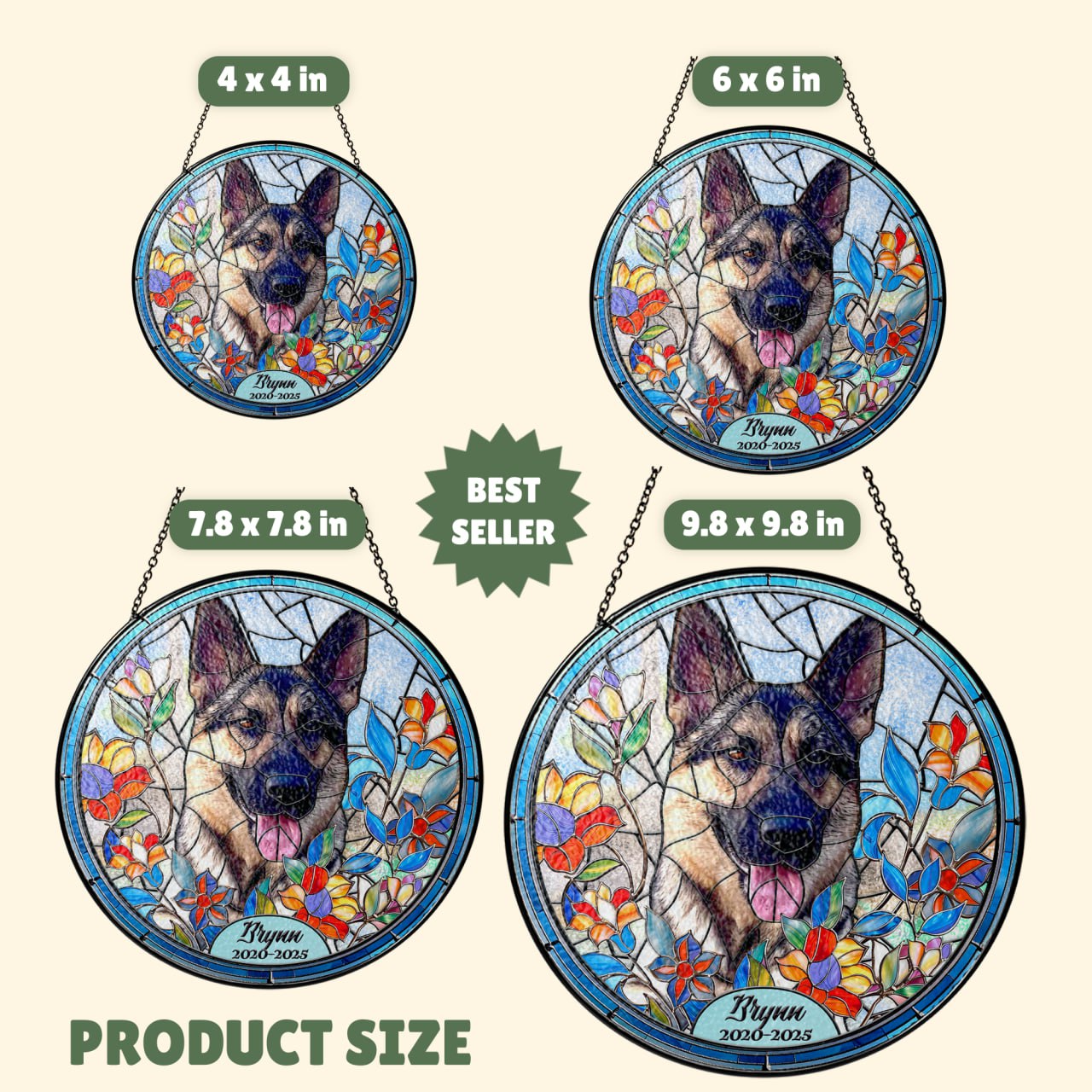 Custom Pet Portrait Stained Glass Suncatcher