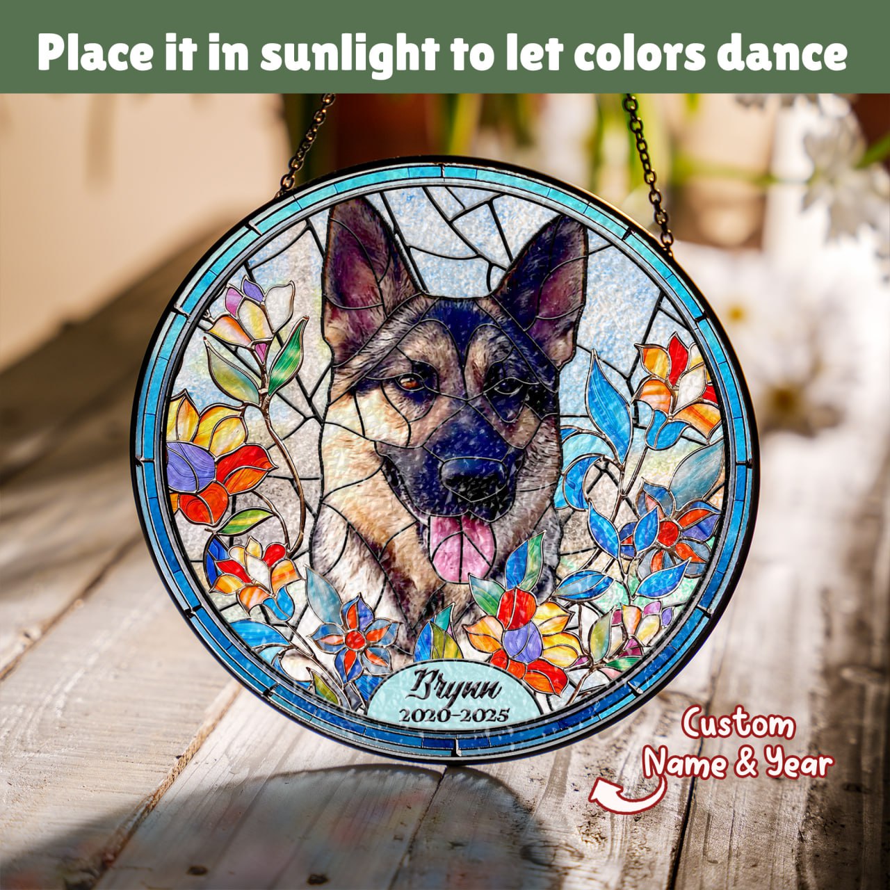 Custom Pet Portrait Stained Glass Suncatcher