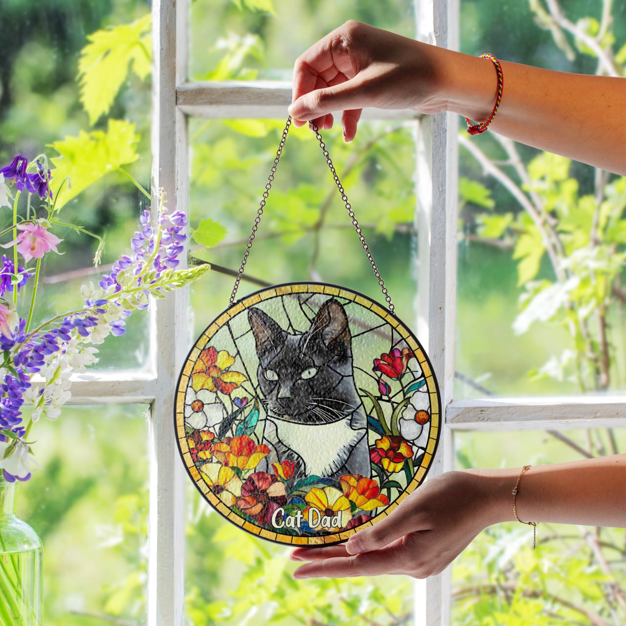 Custom Pet Portrait Stained Glass Suncatcher