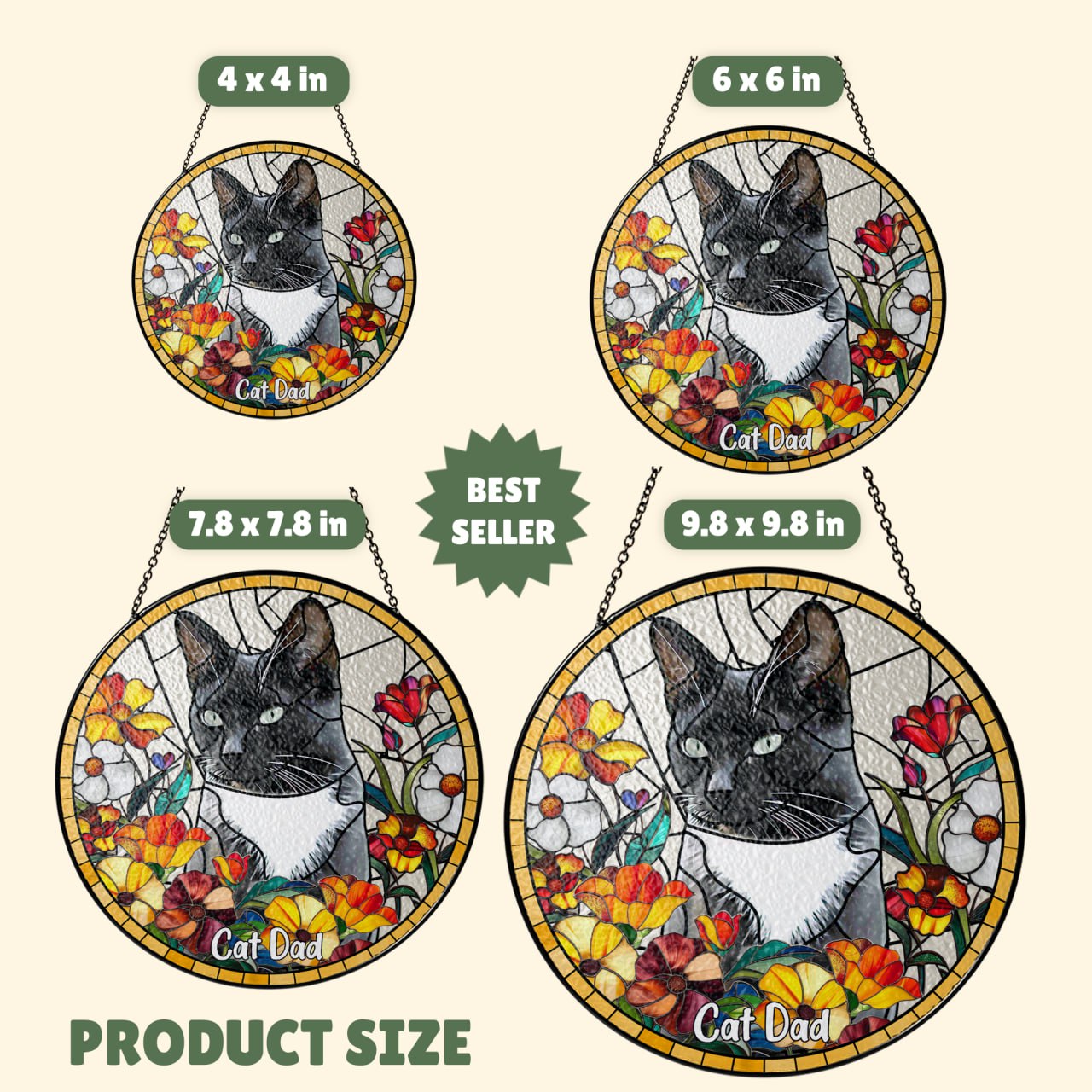 Custom Pet Portrait Stained Glass Suncatcher