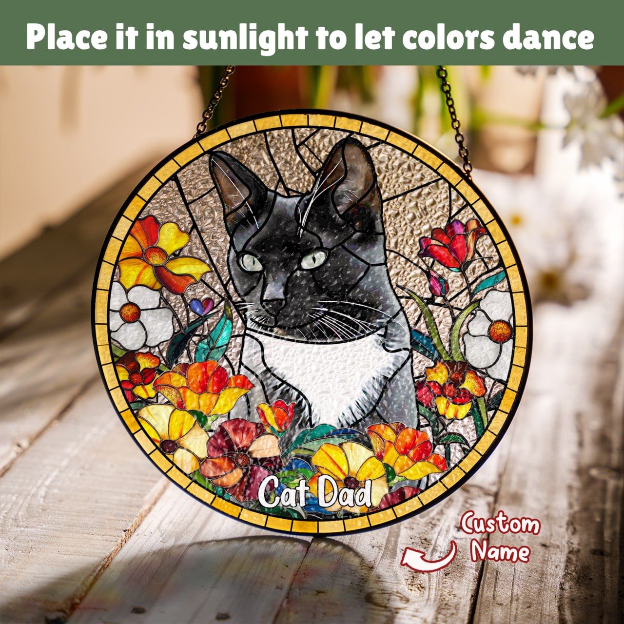 Custom Pet Portrait Stained Glass Suncatcher